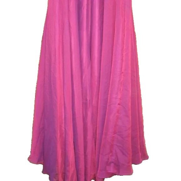 Mac Duggal High Neck Maxi Gown Dress Chiffon Raspberry Pink Sz 14 NWT - Picture 8 of 9